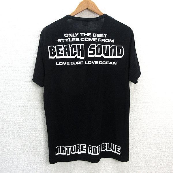 k■ビーチサウンド/BEACH SOUND ロゴプリント ストレッチTシャツ/黒/MENS■93【中古】｜1976maniraizu｜03