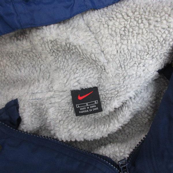 90s NIKE ベンチコート ロング 黒 グレー スオッシュ L 裏ボア 古着 90s NIKE ベンチコート ロング 黒 グレー スオッシュ L 裏ボア 古着