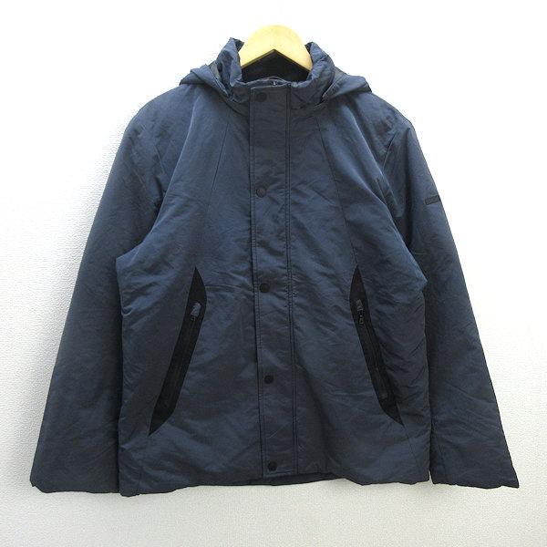 k□クロコダイル/CROCODILE フーディダウンジャケット【L】紺/MENS□90  