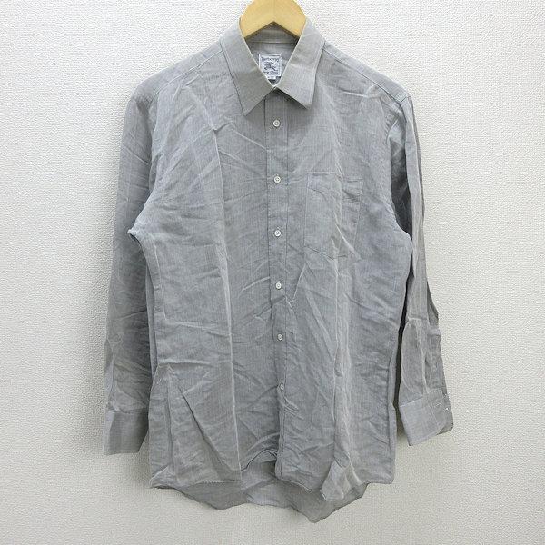 C□バーバリー/BURBERRY 無地 長袖シャツ【41-82】灰/MENS□90【中古 