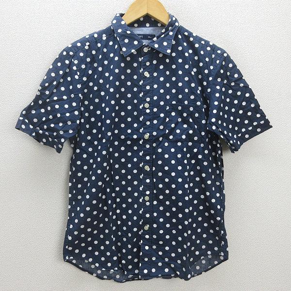 C□日本製□シップス/SHIPS ドット柄 半袖シャツ【L】青/MENS/119 