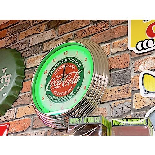 コカコーラ グッズ アメリカン雑貨 NEON CLOCK SINGLE Coca Cola GREEN
