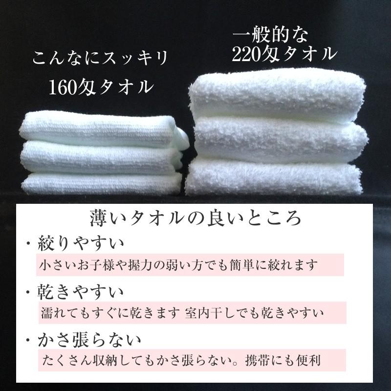 日本製 白フェイスタオル 160匁 約34×83cm 速乾 無地 格安 薄手