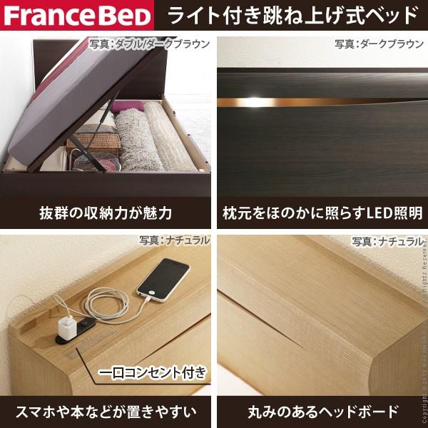 フランスベッド ダブル ライト・棚付きベッド 〔グラディス〕 跳ね上げ横開き ダブル ベッドフレームのみ 収納｜1bankanwebshop｜02