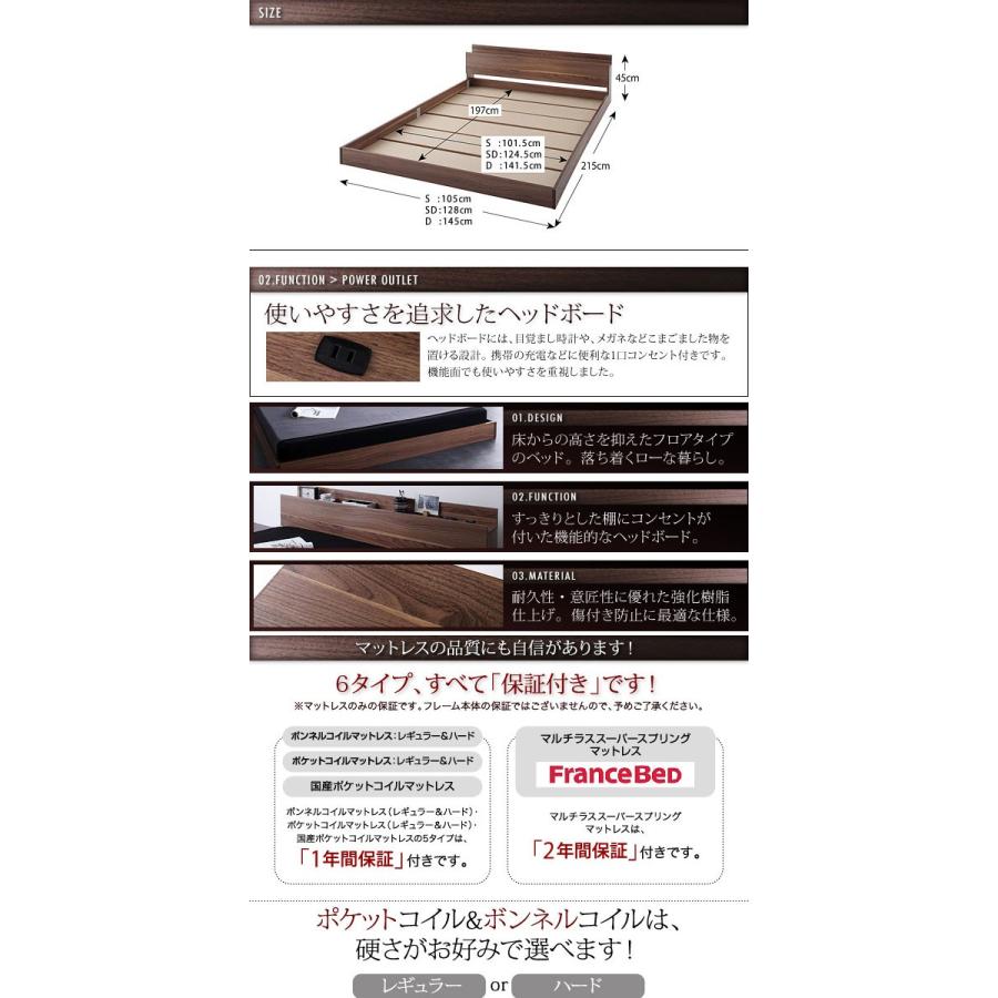 棚・コンセント付きフロアベッド(W.coRe)ダブルコア(フレームのみ