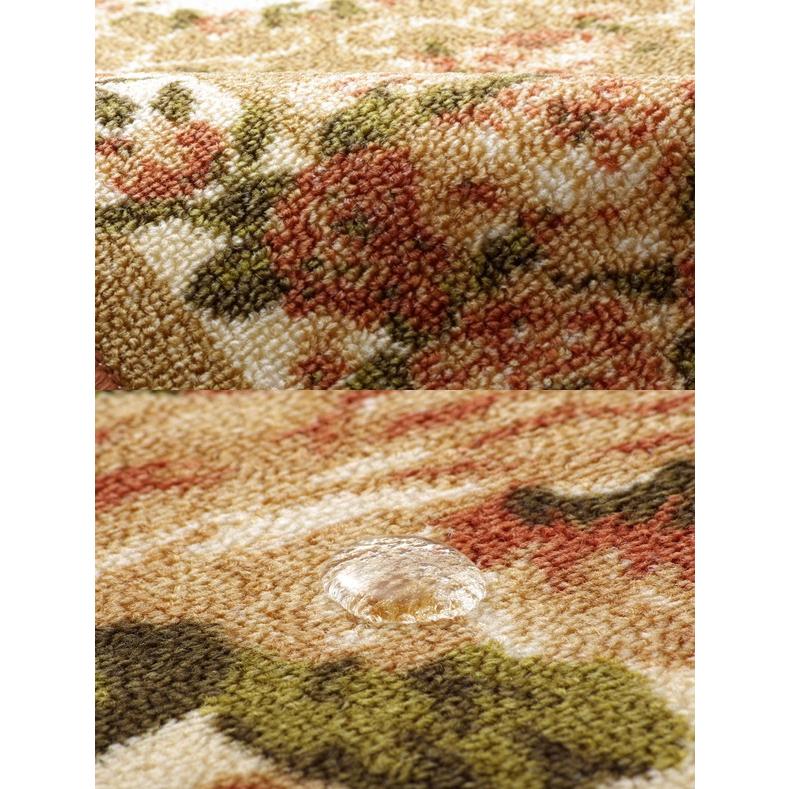 ベージュ(beige) 44×120cm： 撥水キッチンマット ナイロン 花柄 [代引不可]｜1bankanwebshop｜04