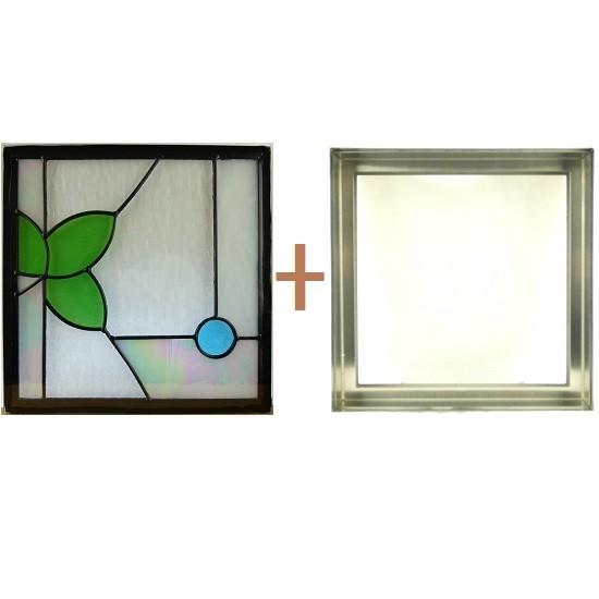 (送料無料)ステンド グラス ステンドグラス ガラス 三層パネル窓ドア枠セット