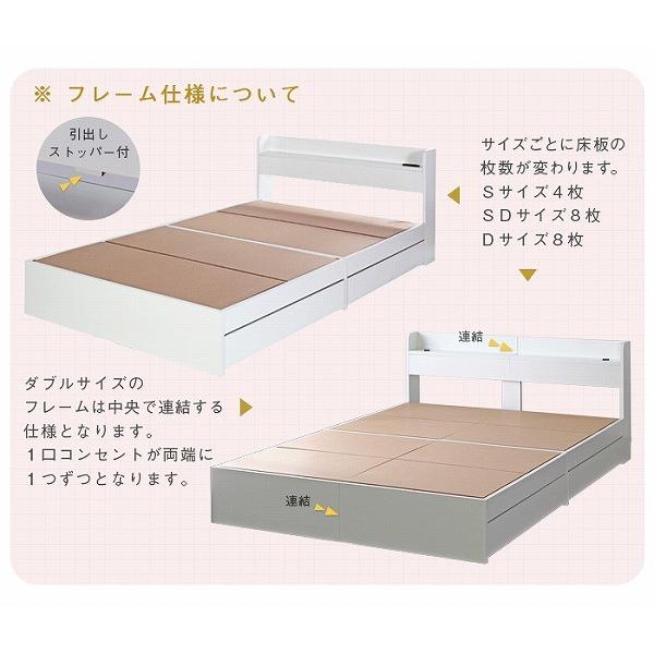 棚付きベッド 引出し付き 宮付き コンセント付 フレームのみ or 