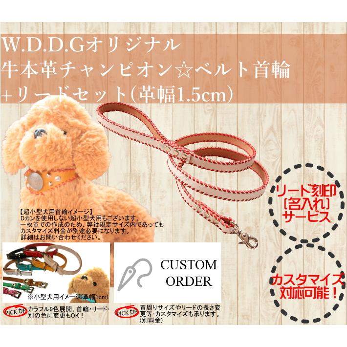 ホワイト レザー スタッズ付き 首輪&リード セット 犬 カラー スター