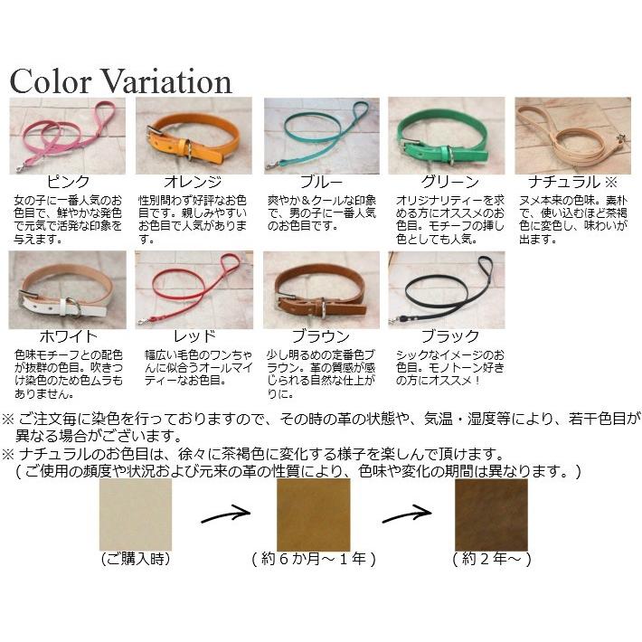 犬 革 首輪 リードセット 名前入り 本革 ウエスタン COWCOW SKHTM