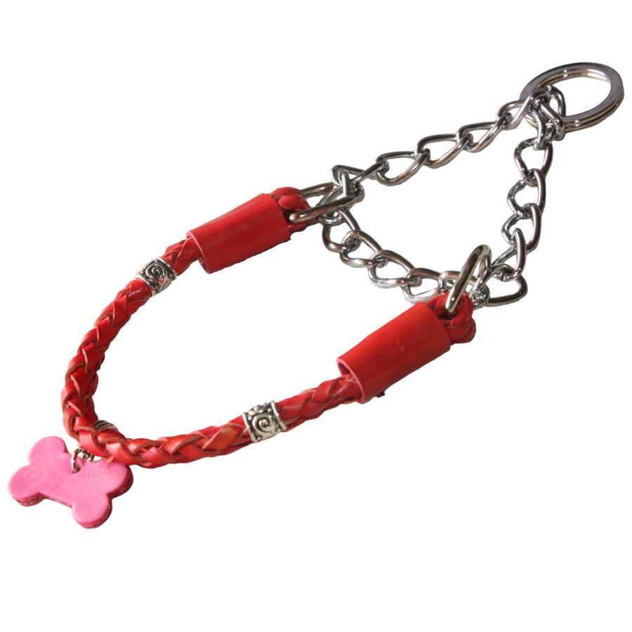 Chien Mechant 本皮ハーフチョーク&本皮リードセット 犬 革 チョーク リード セット 名前入り 本革 編み込み 丸め革 ハーフ