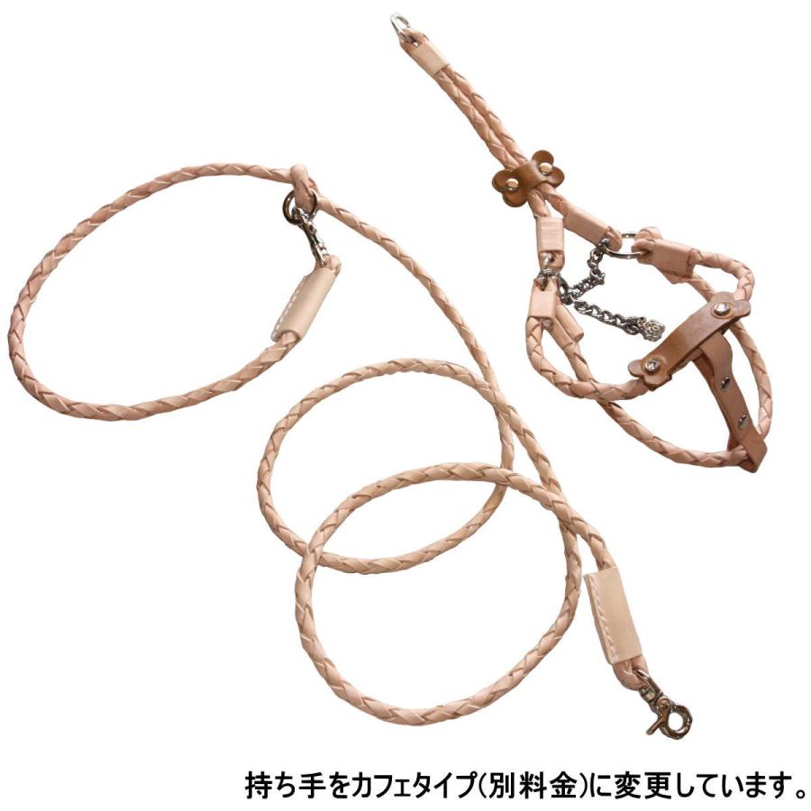 犬 ハーネス 胴輪 リード セット 革 本革 編み込み 丸め革 モチーフ 付 ハーネス リードセット 超小型犬 名入れ おしゃれ 可愛い/_14