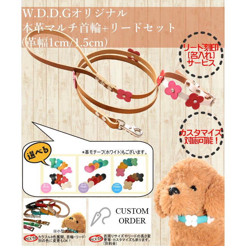 犬 革 首輪 リードセット 名前入り 本革 マルチ リード 首輪セット