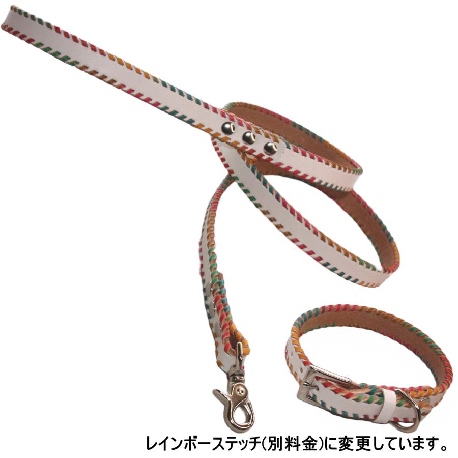 犬 革 首輪 リードセット 名前入り 本革 ステッチ リード 首輪セット