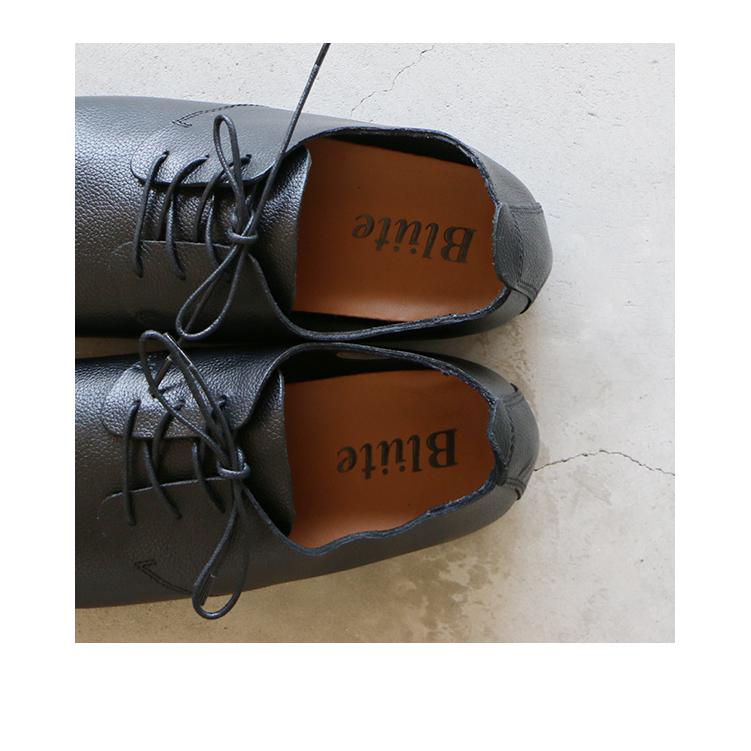 値下げ⭐︎Bliite ホワイトレザー レースアップシューズ　Lサイズ美品！ Blute ブリューテ モックトゥレースアップシューズ レディース 靴 牛革