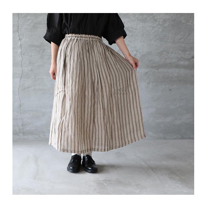 ICHI Antiquites イチアンティークスカラーリネンギャザースカート