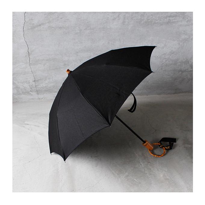 SUR MER（シュールメール） リネン 黒無地日傘 折りたたみ傘 晴雨兼用