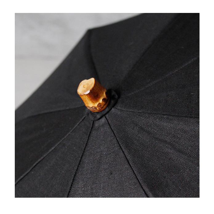 SUR MER（シュールメール） リネン 黒無地日傘 折りたたみ傘 晴雨兼用