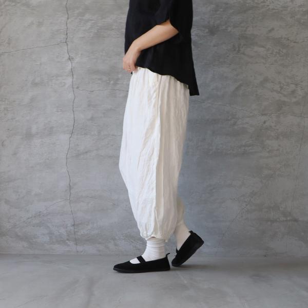 Gauze# ガーゼ G927 フランソアスウィッチングリネンギャザーイージーパンツ LINEN GATHER PANTS ゆうパック発送 ホワイト 日本製 24春夏｜1em-rue｜09