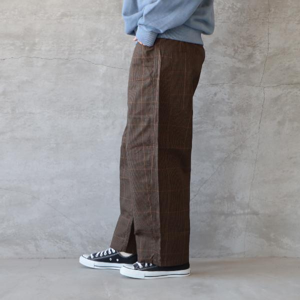 新品の訳あり商品！NARU 高密度 ギャバ チェック ノッポ パンツ NARU（ナル） 高密度ギャバチェック ノッポパンツ メール便対応 ワイド