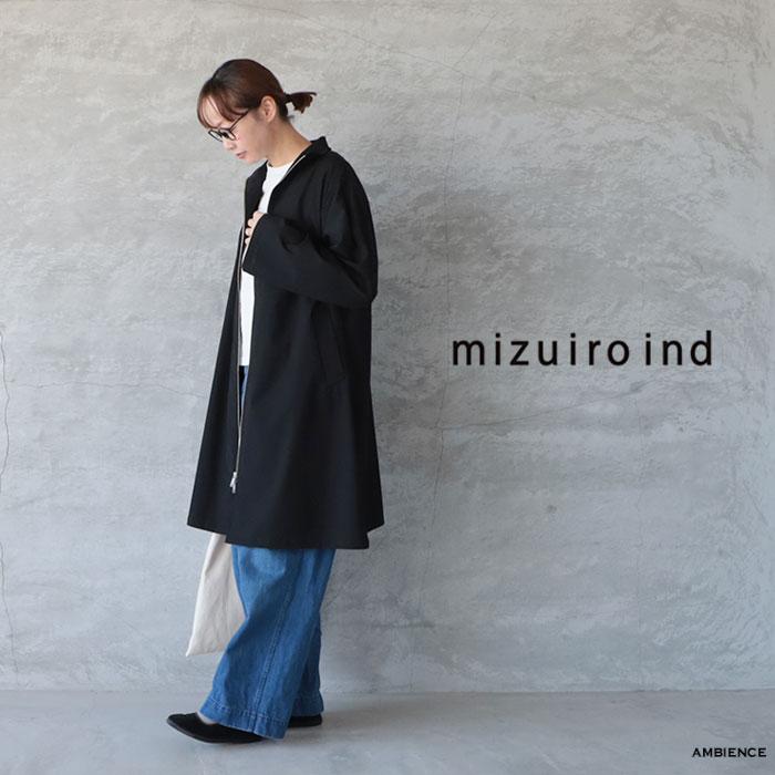 2026SS商品 ミズイロインド　ブラック ハイネックジップコート mizuiroind（ミズイロインド） コート アウター ハイネックジップ