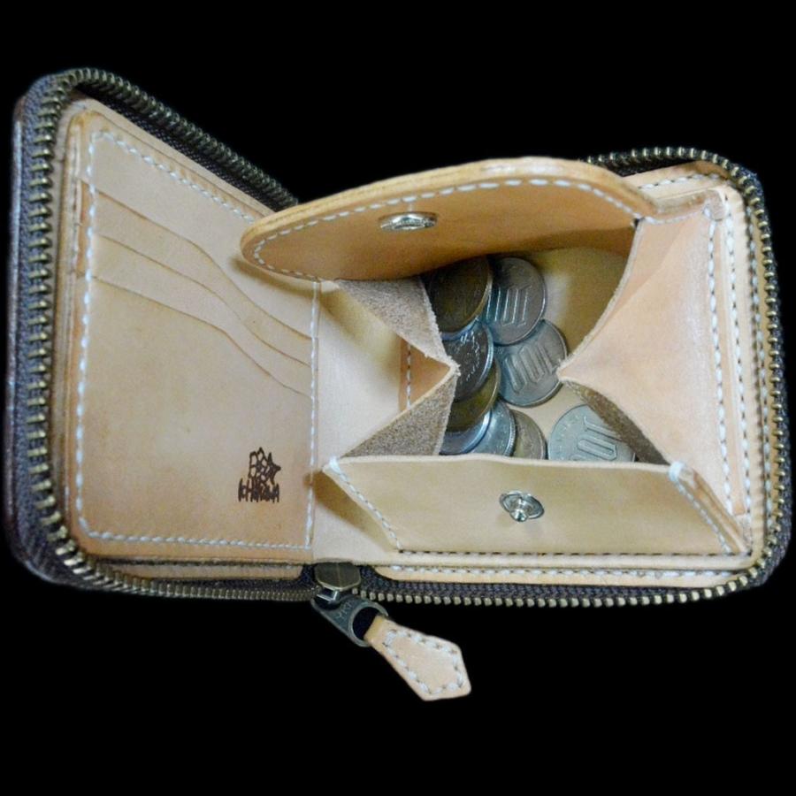 カービング ラウンドファスナー ショート ハーフサイズ 財布 : レザー