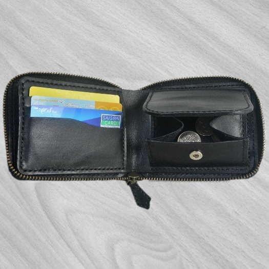 ブライドルレザー  ラウンドファスナー 財布  ショート　ハーフサイズ　内側サドルレザーの画像