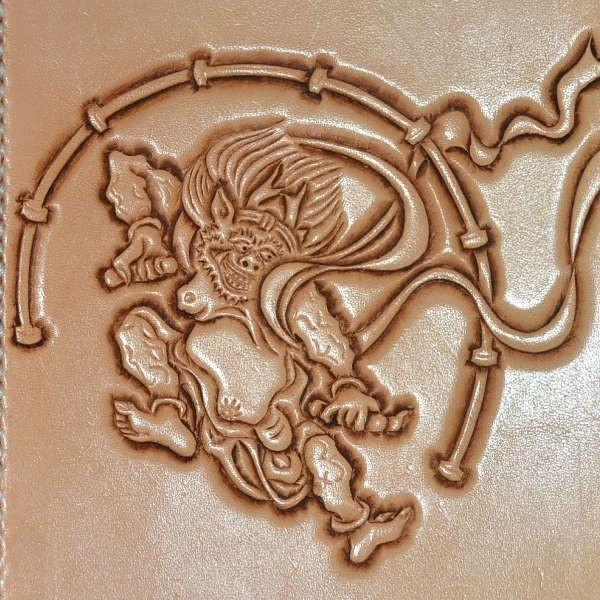 メディスンバッグ　カービング メディスンバッグ 龍 風神雷神 カービング 和柄 ライダース : レザー