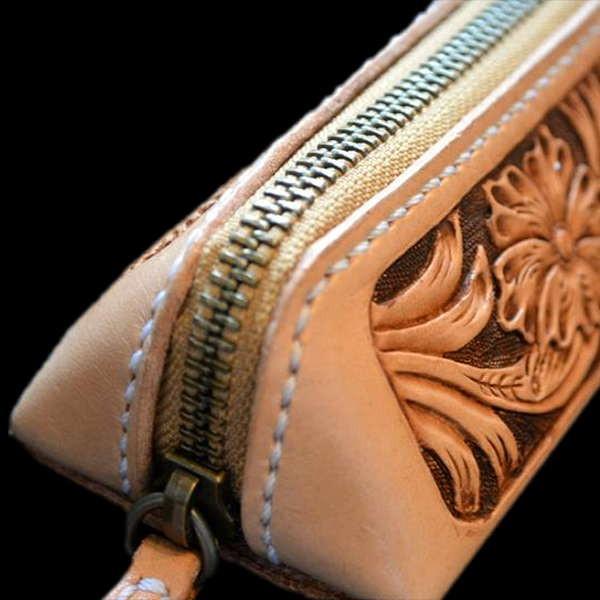 ペンケース カービング 筆入れ 本革 革製/システム手帳/ブックカバー