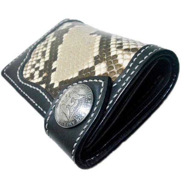 ダイヤモンドパイソン ミドルウォレット ケネディー 蛇革 バイカーズ