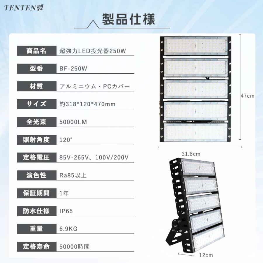 高天井用LED照明 250W LED高天井灯 50000lm超爆光 投光器LED 屋外 防水