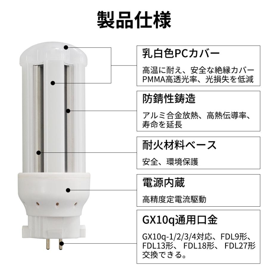 18形led交換コンパクト蛍光灯 FDL18EX-L 3波長 8w 1600lm GX10Q口金