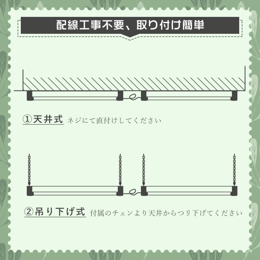20本 工事不要 LEDベースライト 40w形 2灯 プルスイッチ 器具一体型 LED蛍光灯 40w形ベースライトLED 吊り下げ式キッチン照明 台所 ledベースライト 直付型 調色の画像