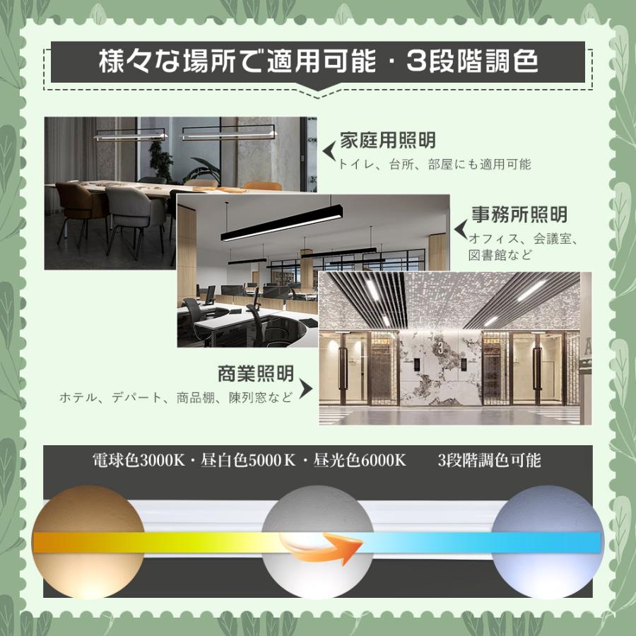 20本 工事不要 LEDベースライト 40w形 2灯 プルスイッチ 器具一体型 LED蛍光灯 40w形ベースライトLED 吊り下げ式キッチン照明 台所 ledベースライト 直付型 調色の画像
