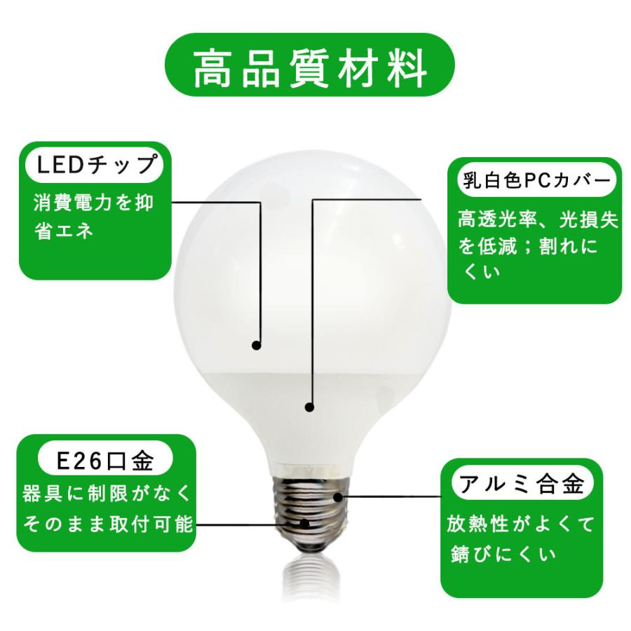 LED電球 ボール電球 led G95型 10wエコ照明 2000lm E26口金 100w形相当