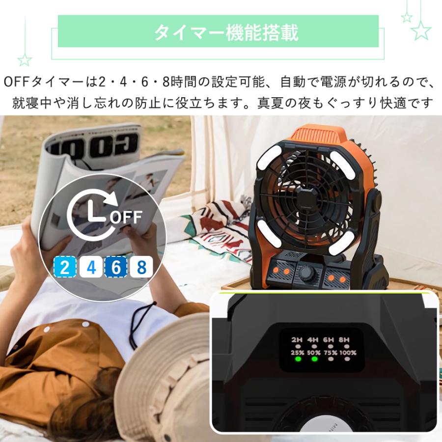 アウトドア 扇風機 屋外ファン 充電式扇風機 usb 充電 50時間 20000mah