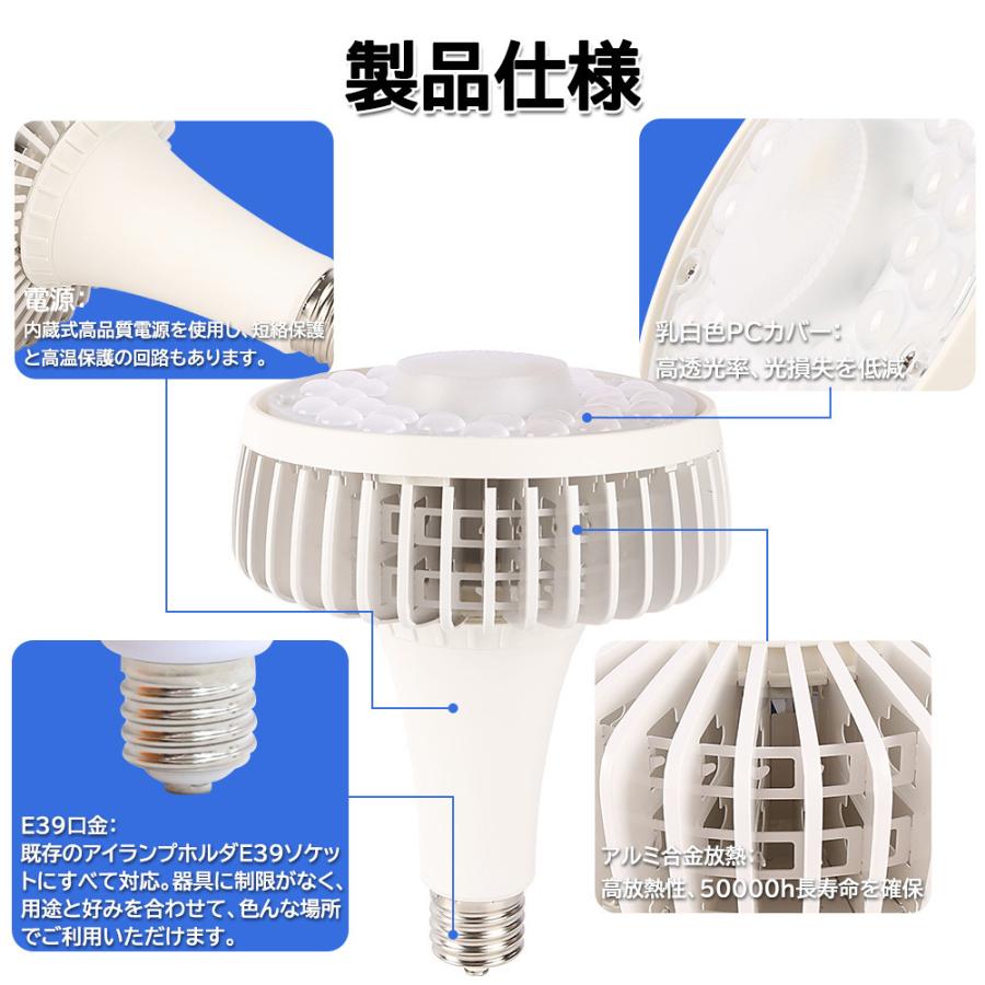 10台 バラストレス水銀灯 led e39口金 150w led電球 1500w水銀灯相当 led看板灯 バラストレス水銀灯代替 led蛍光灯 30000lm led高天井照明 省エネ 屋内 昼白色の画像