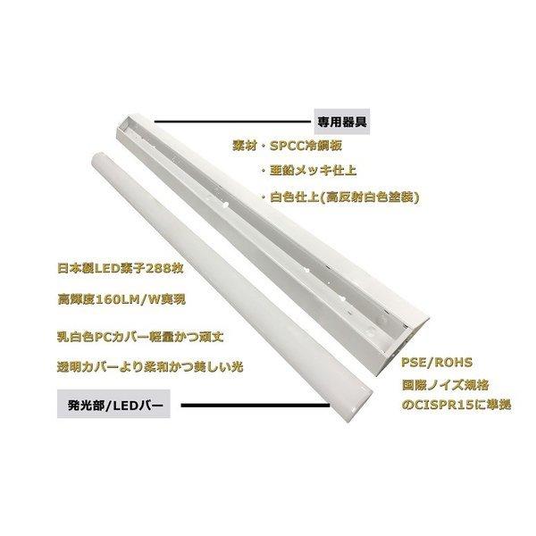 逆富士照明器具 逆富士 led 40w 2灯 防水 LEDベースライト 逆富士 40W 逆富士型照明器具fl40 2灯用 代替用 天井直付け キッチン LED蛍光灯一体型 白色｜1kselect-y3｜05