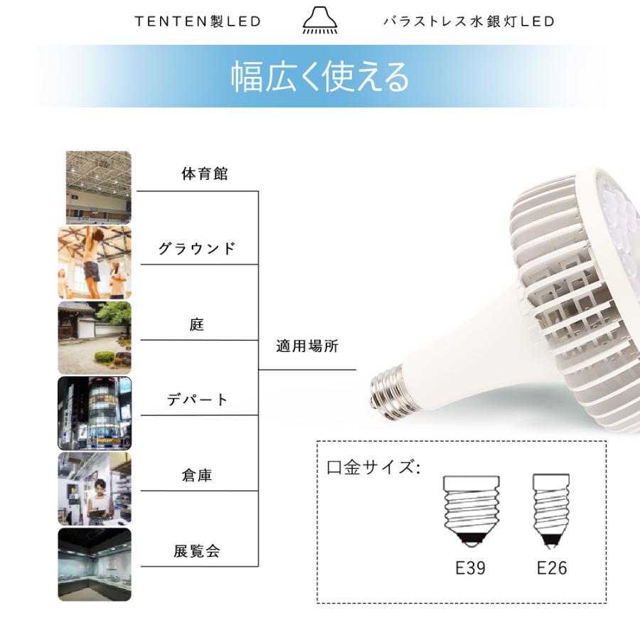 10個 バラストレス水銀灯 LED E39 2000W水銀灯相当 LEDビーム電球 39E 水銀灯からLEDへ交換 体育館 展示会 レフランプ スポットライト照明 100V看板灯 倉庫照明の画像