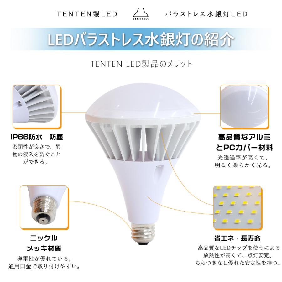 LED電球 E26 PAR38 LEDバラストレス水銀灯 E26 LEDビーム電球 300W水銀灯相当 バラストレス 水銀灯形 LEDランプ 高天井用led照明 防水 LEDスポットライト屋外｜1kselect-y3｜07