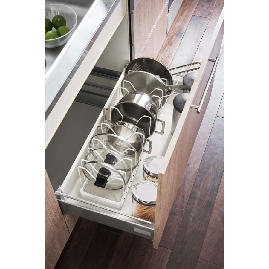 山崎実業 tower シンク下 伸縮鍋蓋＆フライパンスタンド タワー 3840（ホワイト） 送料無料 佐川急便 SGW /jk001 | tower | 02