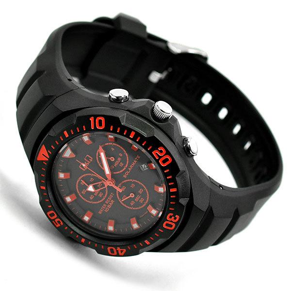 シチズン CITIZEN Q&Q キューキュー SOLARMATE ソーラーメイト クロノグラフ メンズ 腕時計 ブラック レッド ピンク 選べる2種類 H034-006 H034-007 |  | 04