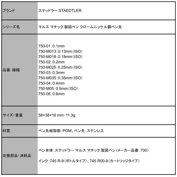 ステッドラー マルス マチック 製図ペン用 クロームニッケル鋼ペン先