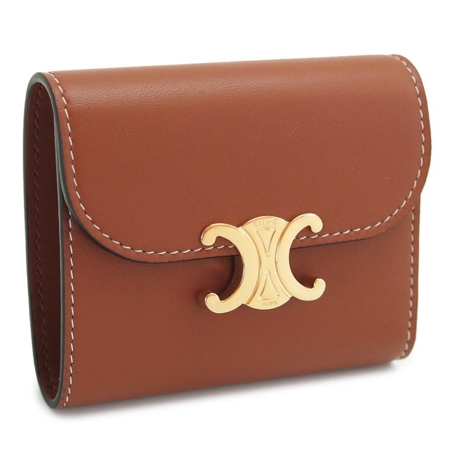 セリーヌ 折財布 レディース 10D783BZG.04LU 三つ折り財布 コンパクト財布 スモール ウォレット トリオンフ レザー タン ブラウン CELINE 10D78 3BZG