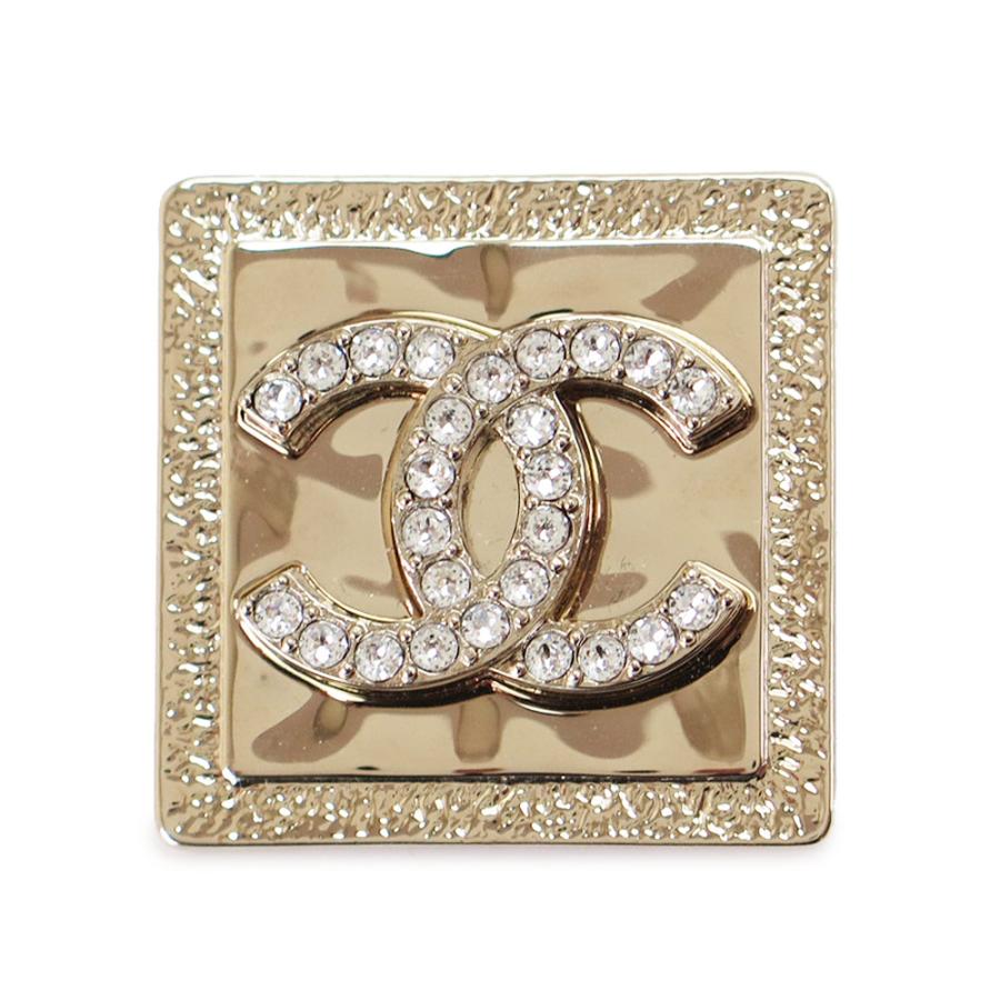 シャネル CHANEL ブローチ 金属素材×ラインストーン ゴールド×クリア