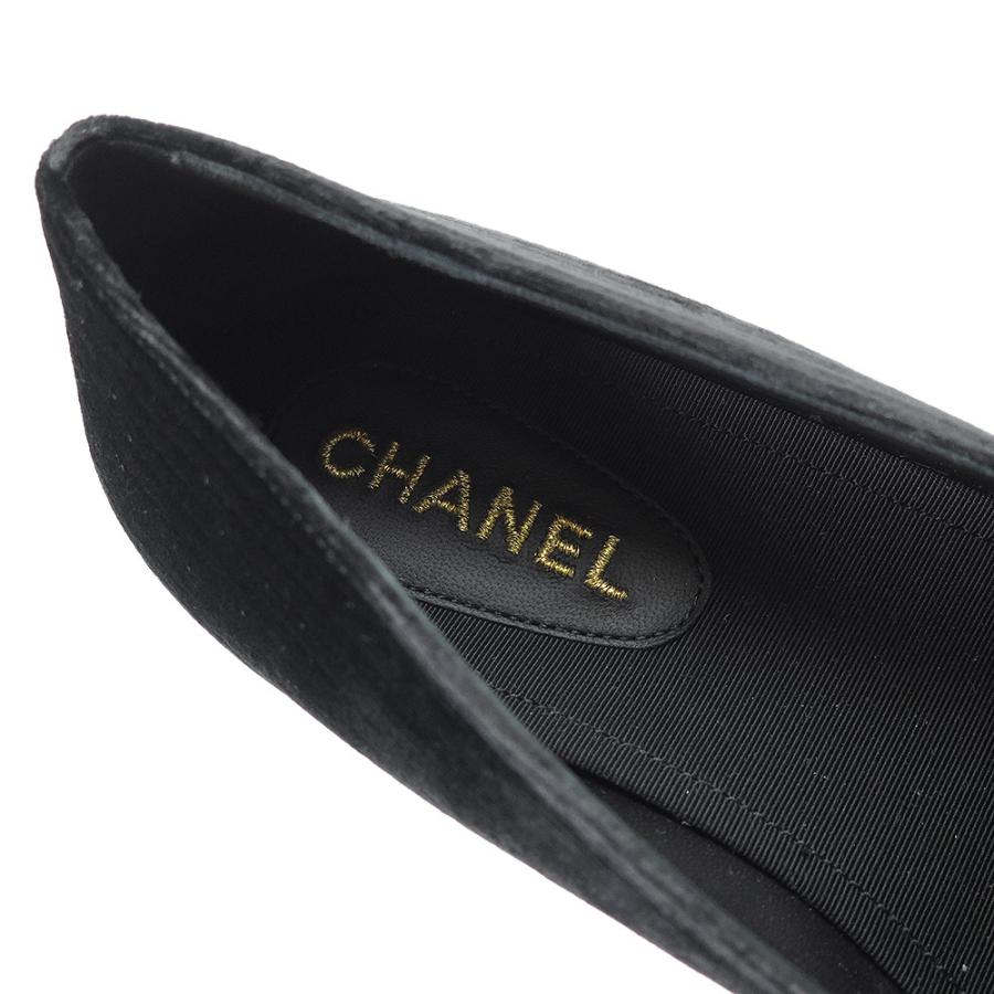 シャネル パンプス レディース G34249/PEARL シューズ 靴 リボン パール 36.5サイズ 23.5cm ブラック 黒 CHANEL