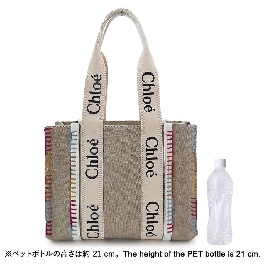 クロエ ミディアム トートバッグ レディース WOODY CHC22AS383H74 101 ウッディ ショルダーバッグ 肩掛けバッグ ホワイト A4サイズ収納可 Chloeの画像