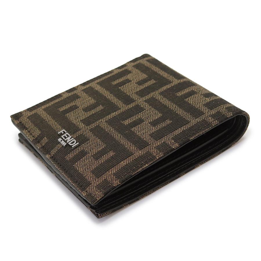 フェンディ FENDI 折財布 メンズ FFジャガード 7M0169 ALWK F0L3T 二つ折り財布 コンパクト財布 小銭入れなし マルチカラー タバコ＋ダークブラウンの画像