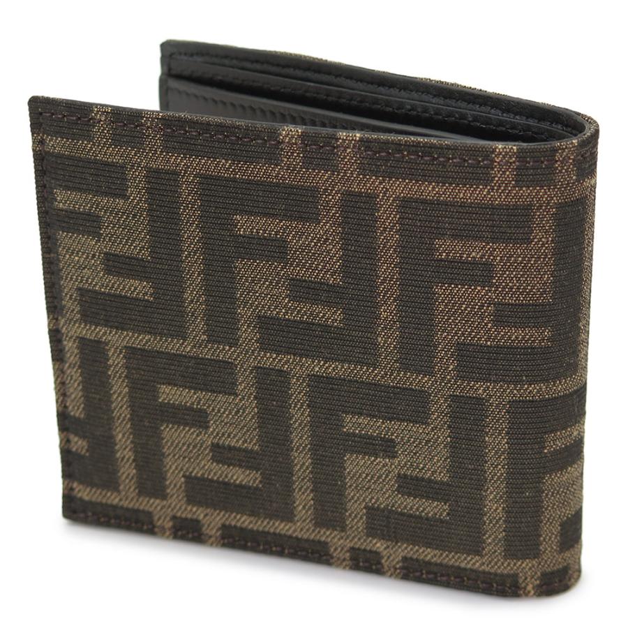 フェンディ FENDI 折財布 メンズ FFジャガード 7M0169 ALWK F0L3T 二つ折り財布 コンパクト財布 小銭入れなし マルチカラー タバコ＋ダークブラウンの画像
