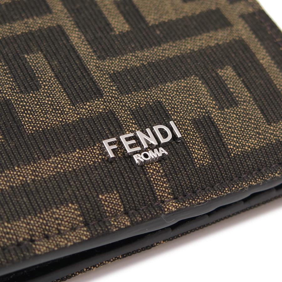 フェンディ FENDI 折財布 メンズ FFジャガード 7M0169 ALWK F0L3T 二つ折り財布 コンパクト財布 小銭入れなし マルチカラー タバコ＋ダークブラウンの画像
